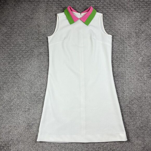 Vintage Dresses & Skirts - Vintage Polo Dress Womens Medium White 60s Retro Mod Preppy Golf Tennis Casual